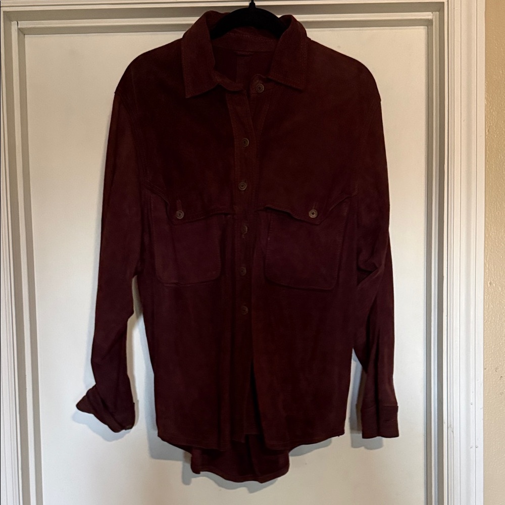 Burgundy Suede Button Down